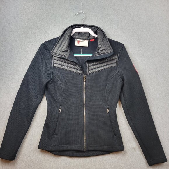 Spyder Core Sweater Jacket Womens Small Black Quilted Full Zip Boulder Patch F14 - Picture 1 of 16
